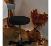 Vivezen - Tabouret Rond À Roulettes Réglable En Hauteur De 43.5 À 60.5 Cm Et Pivotable À 360° - Noir Noir