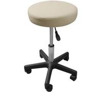 Tabouret rond à roulettes réglable en hauteur de 43.5 à 60.5 cm et pivotable à 360° - Beige - Vivezen beige G
