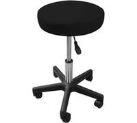 Vivezen - Tabouret Rond À Roulettes Réglable En Hauteur De 43.5 À 60.5 Cm Et Pivotable À 360° - Noir Noir
