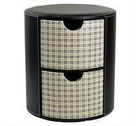 Tabouret rond avec double tiroir, repose-pieds en polyuréthane pour salon et chambre à coucher, tabouret de rangement élégant, 39,4 x 45 cm, motif rouge, décoration d'intérieur polyvalente