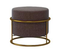 Tabouret rond capitonné ottoman pour changer de chaussures - Repose-pieds rembourré pour salon, chambre à coucher et bureau - Marron