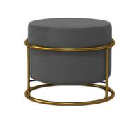 Tabouret rond capitonné ottoman pour changer de chaussures - Repose-pieds rembourré pour salon, chambre à coucher et bureau - Marron