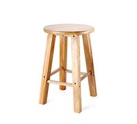 Tabouret rond en bois massif de 50 cm de haut en chêne naturel avec tapis antidérapant, idéal pour les restaurants, les familles et le karaoké