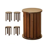 Tabouret rond en bois massif, tabouret empilable multifonction, table d'appoint ronde peu encombrante, meuble polyvalent pour salle à manger, cuisine, salon
