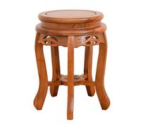 Tabouret rond en bois massif, très résistant, pas de montage nécessaire, design élégant sculpté creux pour salle à manger, coiffeuse et décoration d'intérieur