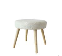 Tabouret rond en bouclettes Ecru 45x45x40 cm