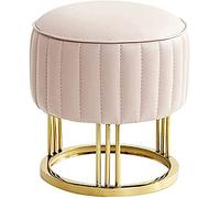 Tabouret rond en cuir de qualité supérieure - Ottomans doux au toucher avec base dorée, design ergonomique confortable - respirant et confortable