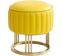 Tabouret rond en cuir de qualité supérieure - Ottomans doux au toucher avec base dorée, design ergonomique confortable - respirant et confortable
