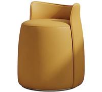 Tabouret rond en cuir pour chambre à coucher et salon - Tabouret de maquillage et de loisirs au design simple, idéal pour les espaces vestiaires et les espaces confortables