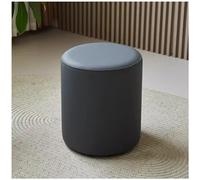 Tabouret rond en cuir synthétique minimaliste pour salon, chambre à coucher et dressing, petit tabouret de maquillage élégant gris siège polyvalent taille unique