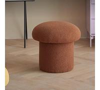 Tabouret rond en forme de champignon - En laine d'agneau souple - Repose-pieds - Base en bois massif - Pour salon, chambre à coucher, bureau, cuisine, balcon