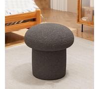 Tabouret rond en laine d'agneau avec repose-pieds doux, base en bois massif pour salon, chambre à coucher, bureau, cuisine, balcon