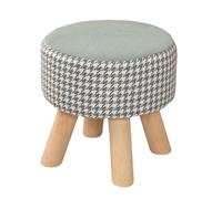 Tabouret Rond en Tissu avec Pieds en Bois Massif, Siège Bas pour Entrée, Changement de Chaussures, Salon ou Chambre, Housse Amovible et Lavable, Petit Siège Stylé (B)