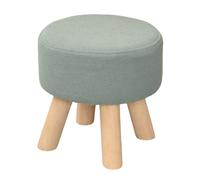 Tabouret Rond en Tissu avec Pieds en Bois Massif, Siège Bas pour Entrée, Changement de Chaussures, Salon ou Chambre, Housse Amovible et Lavable, Petit Siège Stylé (H)