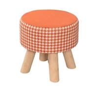 Tabouret Rond en Tissu avec Pieds en Bois Massif, Siège Bas pour Entrée, Changement de Chaussures, Salon ou Chambre, Housse Amovible et Lavable, Petit Siège Stylé (D)