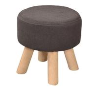Tabouret Rond en Tissu avec Pieds en Bois Massif, Siège Bas pour Entrée, Changement de Chaussures, Salon ou Chambre, Housse Amovible et Lavable, Petit Siège Stylé (L)