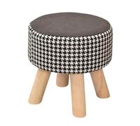 Tabouret Rond en Tissu avec Pieds en Bois Massif, Siège Bas pour Entrée, Changement de Chaussures, Salon ou Chambre, Housse Amovible et Lavable, Petit Siège Stylé (F)
