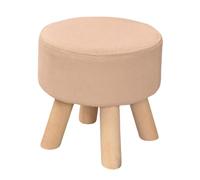 Tabouret Rond en Tissu avec Pieds en Bois Massif, Siège Bas pour Entrée, Changement de Chaussures, Salon ou Chambre, Housse Amovible et Lavable, Petit Siège Stylé (G)