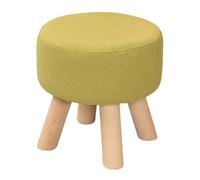 Tabouret Rond en Tissu avec Pieds en Bois Massif, Siège Bas pour Entrée, Changement de Chaussures, Salon ou Chambre, Housse Amovible et Lavable, Petit Siège Stylé (I)