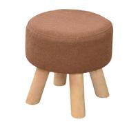 Tabouret Rond en Tissu avec Pieds en Bois Massif, Siège Bas pour Entrée, Changement de Chaussures, Salon ou Chambre, Housse Amovible et Lavable, Petit Siège Stylé (K)