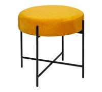Atmosphera - Tabouret Arty rond 47 cm en velours ocre