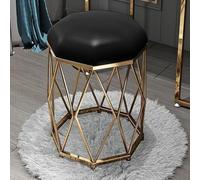 Tabouret rond en velours noir - Tabouret de maquillage polyvalent et table d'appoint en peluche pour salon, chambre à coucher, porche et décoration de coiffeuse.