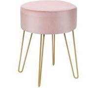 tabouret rond giantex en velours rose Ø39cm, pouf scandinave avec pieds métalliques robustes, idéal pour salon ou chambre Rose G