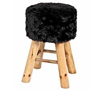 Tabouret Rond Imitation Fourrure "Josie" 45cm Noir