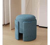 Tabouret rond moderne avec siège rembourré doux et repose-pieds rembourré - Chaise de maquillage multifonction pour chambre à coucher, salon et dressing