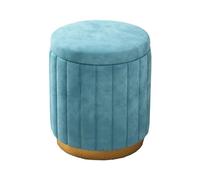 Tabouret rond moderne en velours - Banc de rangement rembourré de luxe pour chambre à coucher, coiffeuse de maquillage et décoration d'intérieur - Siège rembourré doux pour changer de chaussures et