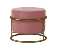 Tabouret rond moderne ottoman doux capitonné en flanelle rose pour la maison, le salon, la chambre à coucher, le bureau