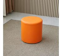 Tabouret rond ottoman à langer - Pouf en cuir synthétique souple pour entrée, siège supplémentaire imperméable et repose-pieds (35 cm de haut x 30 cm de large)