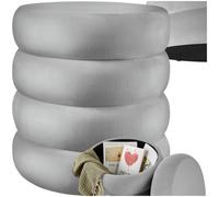 TECTAKE Tabouret ALTU rembourré avec aspect velours et espace de rangement - Gris
