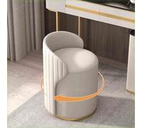 Tabouret rond rembourré en polyuréthane avec dossier et siège rembourré doux, repose-pieds pivotant à 360° pour une assise confortable dans le salon