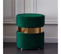 Tabouret rond rembourré en velours avec bord doré Tabouret rond moderne pour le confort et le style Tabouret court matelassé vert foncé 36 x 45 cm