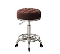 Tabouret rond robuste à roulettes réglable en hauteur de 41,9 à 55,9 cm, chaises pivotantes avec roues et repose-pieds siège rembourré pour salon, spa, graphisme, travail, massage, bar de beauté