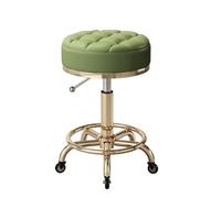 Tabouret rond robuste à roulettes réglable en hauteur de 41,9 à 55,9 cm, chaises pivotantes avec roulettes et repose-pieds pour salon, spa, graphisme, travail, massage, bar de beauté (vert)