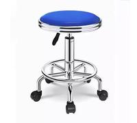 Tabouret rond robuste réglable avec roulettes et pédale pour spa, salon, massage, cuisine, bureau, magasin (bleu)
