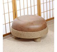 Tabouret rond tissé à la main avec pieds en bois massif pour salon entrée