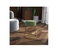 vidaXL Tabouret rond en velours – Vert moutarde
