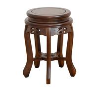 Tabouret rond vintage en bois massif, robuste, aucun assemblage nécessaire, design élégant creux sculpté pour salle à manger, coiffeuse et décoration d'intérieur
