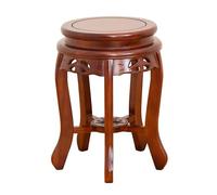 Tabouret rond vintage en bois massif très résistant - Pas de montage nécessaire - Design creux - Siège de salle à manger rustique - Rouge - 30 x 50 cm