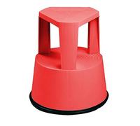 tabouret rouge à roulettes rétractables