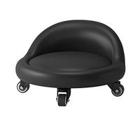 Tabouret Roulant à Basse Hauteur avec Lanceur pivotant à 360 °, avec Un Mini Tabouret Mobile, Tabouret en Cuir PU pour Le Bureau de Garage du Bureau à Domicile Sport Black