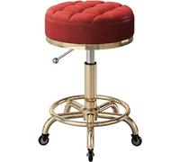 Tabouret roulant avec repose-pieds, tabouret pivotant de bar relevable à coussin en PU, tabouret de spa de salon de beauté, tabouret de travail de massage de tatouage d'ongles de comptoir de magasin,
