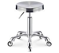 Tabouret roulant avec roues, tabouret pivotant rond tabouret salon de salon de hauteur réglable, tabouret de travail de tabouret de travail de tabouret de travail en acier inoxydable à charge