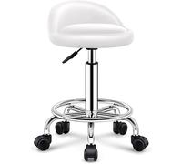 Tabouret roulant avec roulettes et dossier, design pivotant en hauteur réglable, siège confortable en émulsion, très résistant pour magasin, salon, spa, tatouage