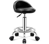 Tabouret roulant avec roulettes et dossier, design pivotant en hauteur réglable, siège confortable en émulsion, très résistant pour magasin, salon, spa, tatouage