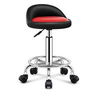 Tabouret roulant avec roulettes et dossier, réglable en hauteur, siège en émulsion confortable, très résistant pour magasin, beauté, salon, spa, tatt