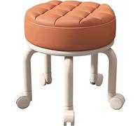 Tabouret roulant bas avec roulettes, petit tabouret bas avec roues pivotantes à 360°, siège en cuir synthétique pour la maison, le bureau, le garage, le magasin, le fitness, le sport, gris (orange, 1